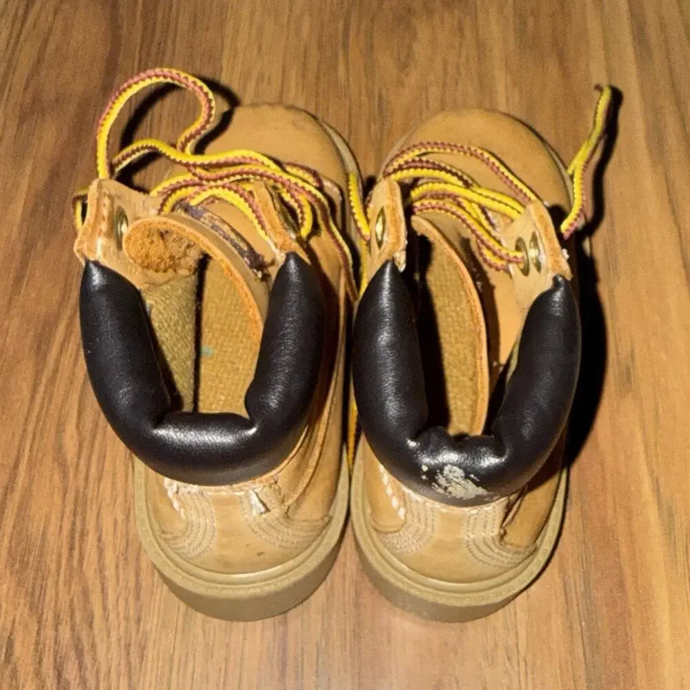 Timberland 10660 Unisex Kids Leather Work Boots Lace-Up Tan US 6M